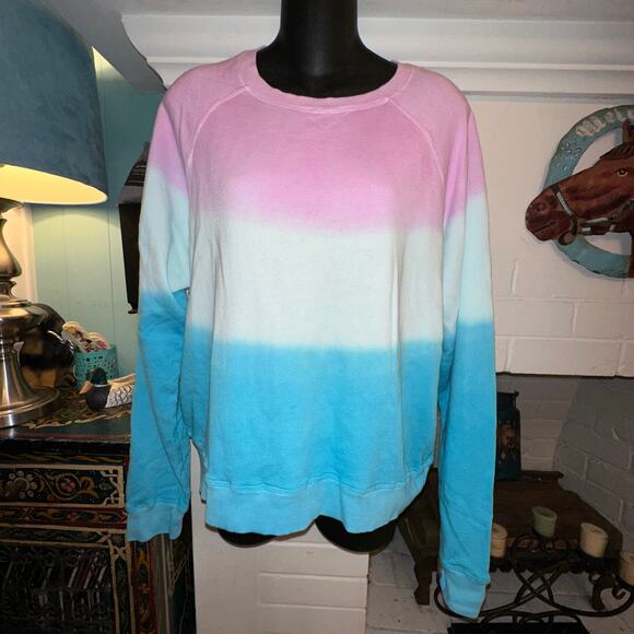 ELECTRIC & ROSE VENICE OVERSIZED CROP STRIPED TIE DYE SWEATSHIRT JUMPER XS - Picture 1 of 7